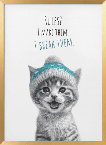 Happy Kitten Rules | Poster - Gold Frame Interior