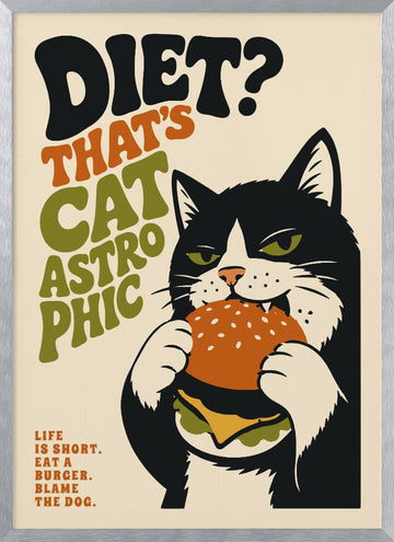 Catastrophic Diet Cat | Poster - Silver Frame Interior