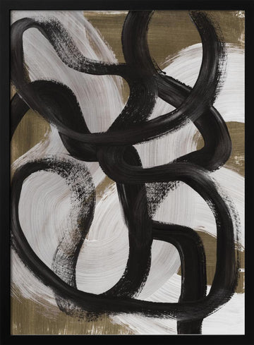 Abstract Brush Strokes 127X | Poster - Black Metal Frame Interior