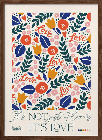 Floral Love Pattern | Poster - Walnut Frame Interior