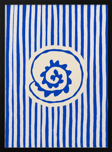 Blue Striped Shell | Poster - Black Metal Frame Interior