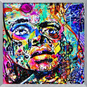 Colorful Abstract Face | Poster - Silver Frame Interior