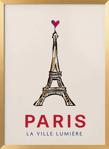 Paris Eiffel Heart | Poster - Gold Frame Interior