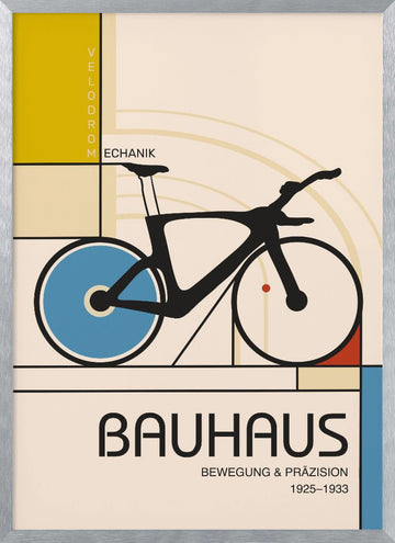 Bauhaus Geometric Cycling | Poster - Silver Frame Interior