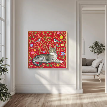Floral Feline Harmony | Canvas - Room Interior 1