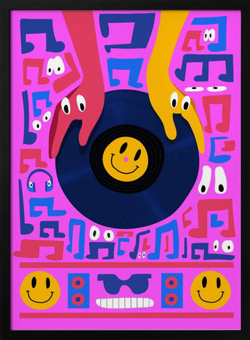 Pink Music Dance Party | Poster - Black Metal Frame Interior