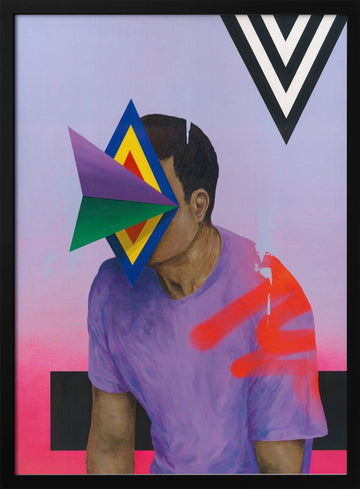 Colorful Geometric Portrait | Poster - Black Metal Frame Interior