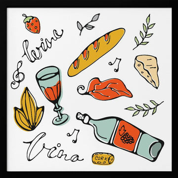 Delightful Wine and Bites | Poster - Black Metal Frame Interior