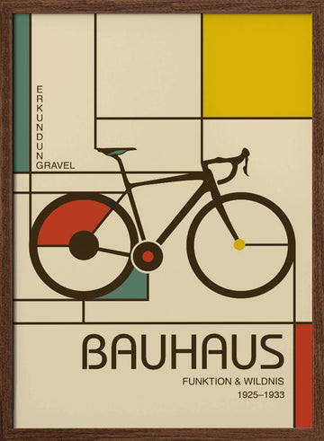 Bauhaus Bike Exploration | Poster - Walnut Frame Interior