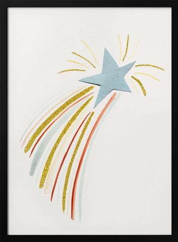 Glittering Shooting Star | Poster - Black Metal Frame Interior