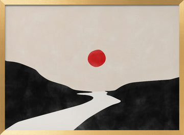 Red Sun Zen Landscape | Poster - Gold Frame Interior