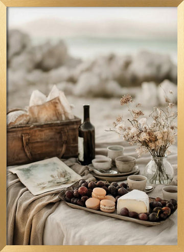 Elegant Coastal Picnic | Poster - Gold Frame Interior