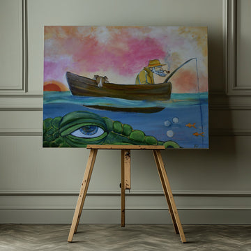 Fisherman Dog and Crocodile Eye | Canvas - Room Interior 1