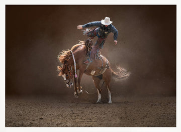 Bucking Rodeo Cowboy | Poster - White Frame Interior