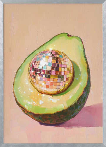 Avocado Disco Ball | Poster - Silver Frame Interior