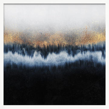 Golden Indigo Flow | Poster - White Frame Interior