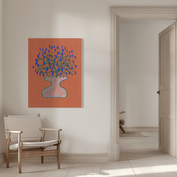 Whimsical Blue Potted Tree | Canvas - Room Interior 1