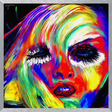 Vibrant Pop Art Portrait | Poster - Silver Frame Interior