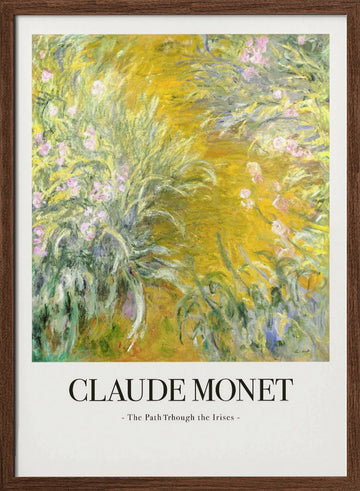 The Path Through The Irises | Poster - Walnut Frame Interior