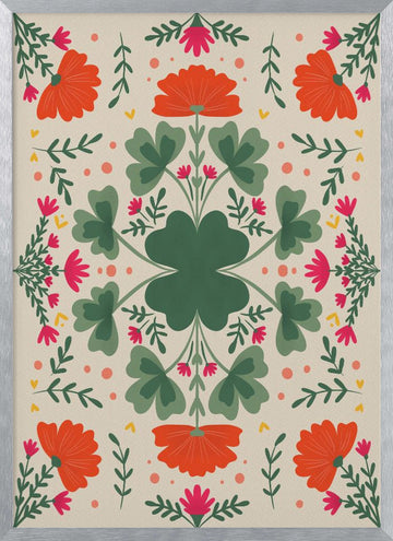 Vibrant Folk Floral | Poster - Silver Frame Interior