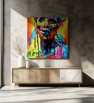 Colorful Drip Portrait | Canvas - Room Interior 2