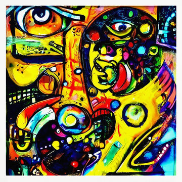 Vibrant Abstract Faces | Poster - White Frame Interior