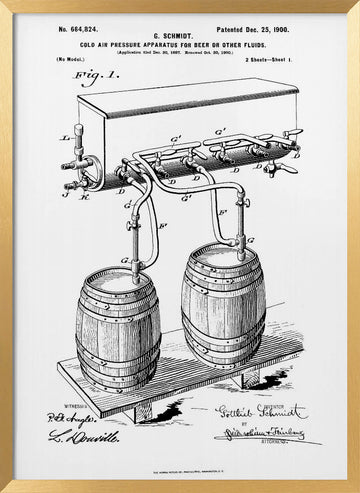 Vintage Beer Apparatus Patent | Poster - Gold Frame Interior