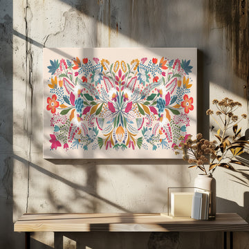 Vibrant Folk Floral | Canvas - Room Interior 2