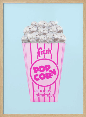 Pink Disco Popcorn | Poster - Wood Frame Interior