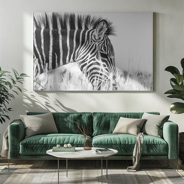 Monochrome Zebra Grace | Poster - Room Interior 1