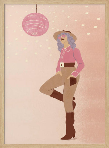 Disco Cowgirl 2 | Poster - Wood Frame Interior