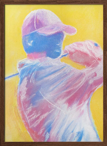 Vibrant Golf Swing | Poster - Walnut Frame Interior