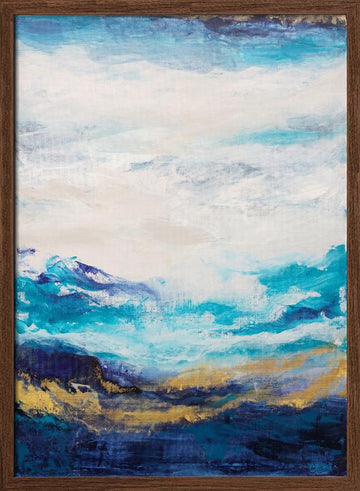Golden Ocean Abstract | Poster - Walnut Frame Interior