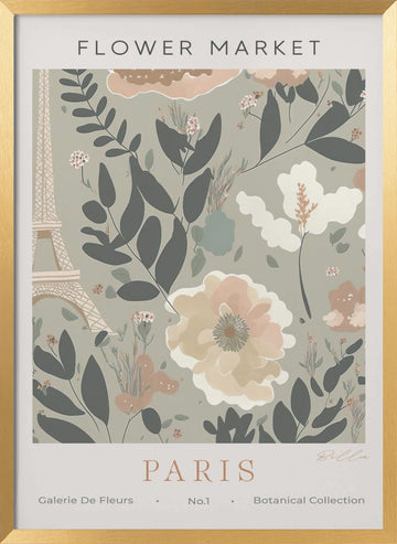 Paris Flower Market | Poster - Gold Frame Interior