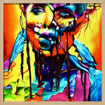 Colorful Drip Portrait | Poster - Wood Frame Interior