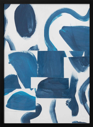 Abstract Blue Shapes | Poster - Black Metal Frame Interior