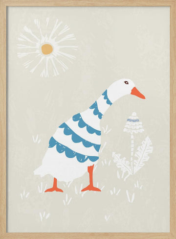 Cute Goose Daisy | Poster - Wood Frame Interior