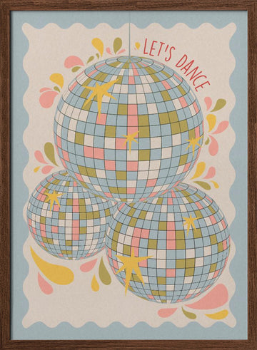 Lets Dance Retro Disco | Poster - Walnut Frame Interior