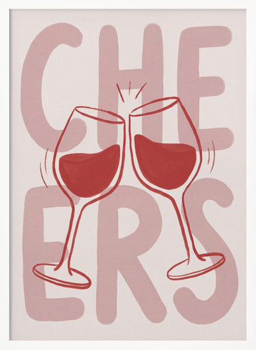Cheers Wine Toast | Poster - White Frame Interior