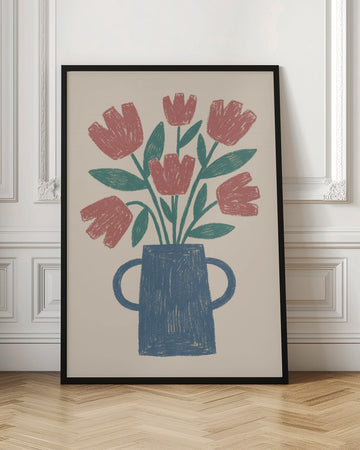 Rustic Tulips in Vase | Poster - Room Interior 1