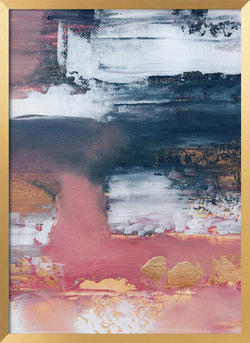 Gold Blush Abstract Layers | Poster - Gold Frame Interior
