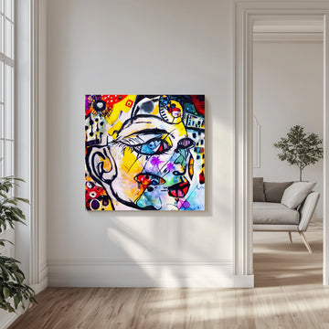 Vibrant Abstract Face | Canvas - Room Interior 1