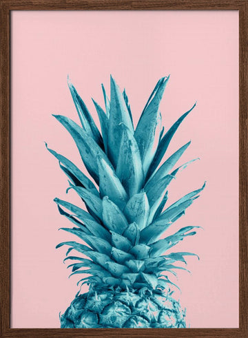 Vibrant Blue Pineapple | Poster - Walnut Frame Interior