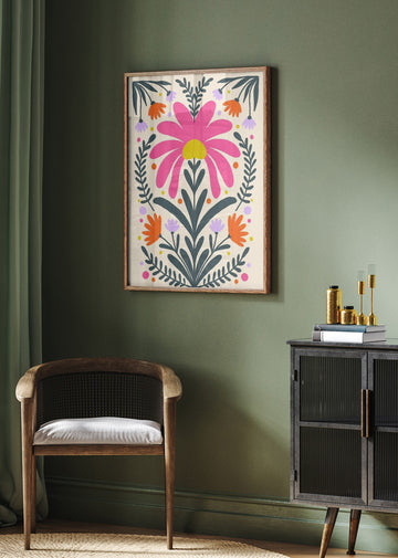 Vibrant Folk Floral | Poster - Room Interior 2