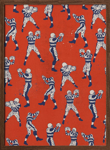 Vintage Football Players | Poster - Walnut Frame Interior