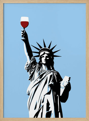 Lady Liberty Wine | Poster - Wood Frame Interior