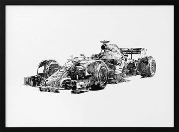 Dynamic F1 Race Car | Poster - Black Metal Frame Interior