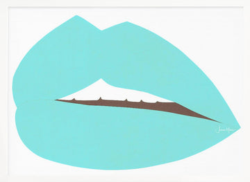 Teal Pop Lips | Poster - White Frame Interior