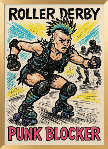 Roller Derby Punk Blocker | Poster - Gold Frame Interior