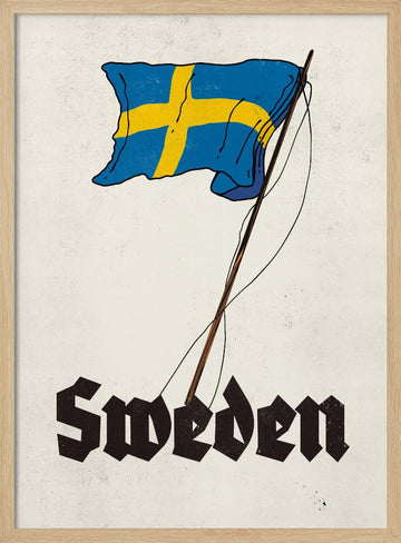 Vintage Sweden Flag | Poster - Wood Frame Interior
